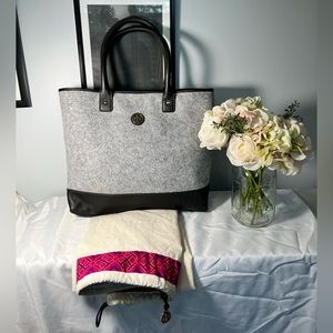 Tory Burch Gray and Black Tote